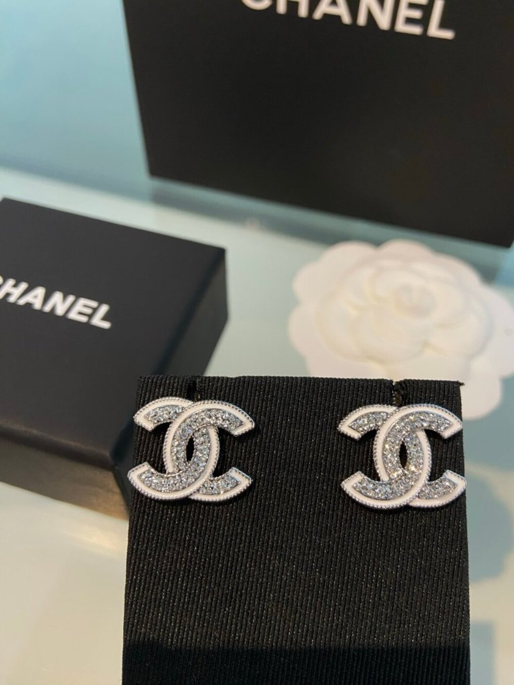 Chanel Silver-Tone CC Stud Earring